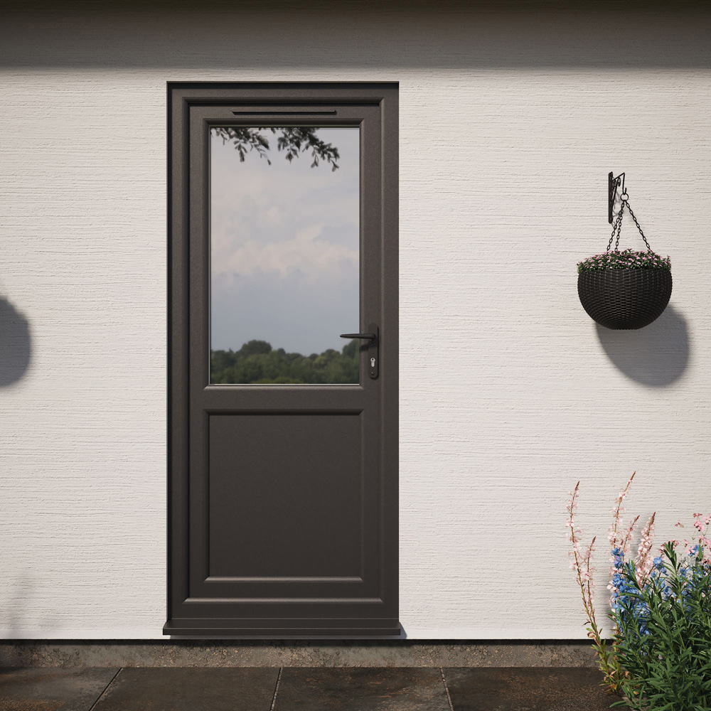 Crystal Black and White Half Glass LH Open Clear Double Glazed Door 840 x 2090mm Image 2