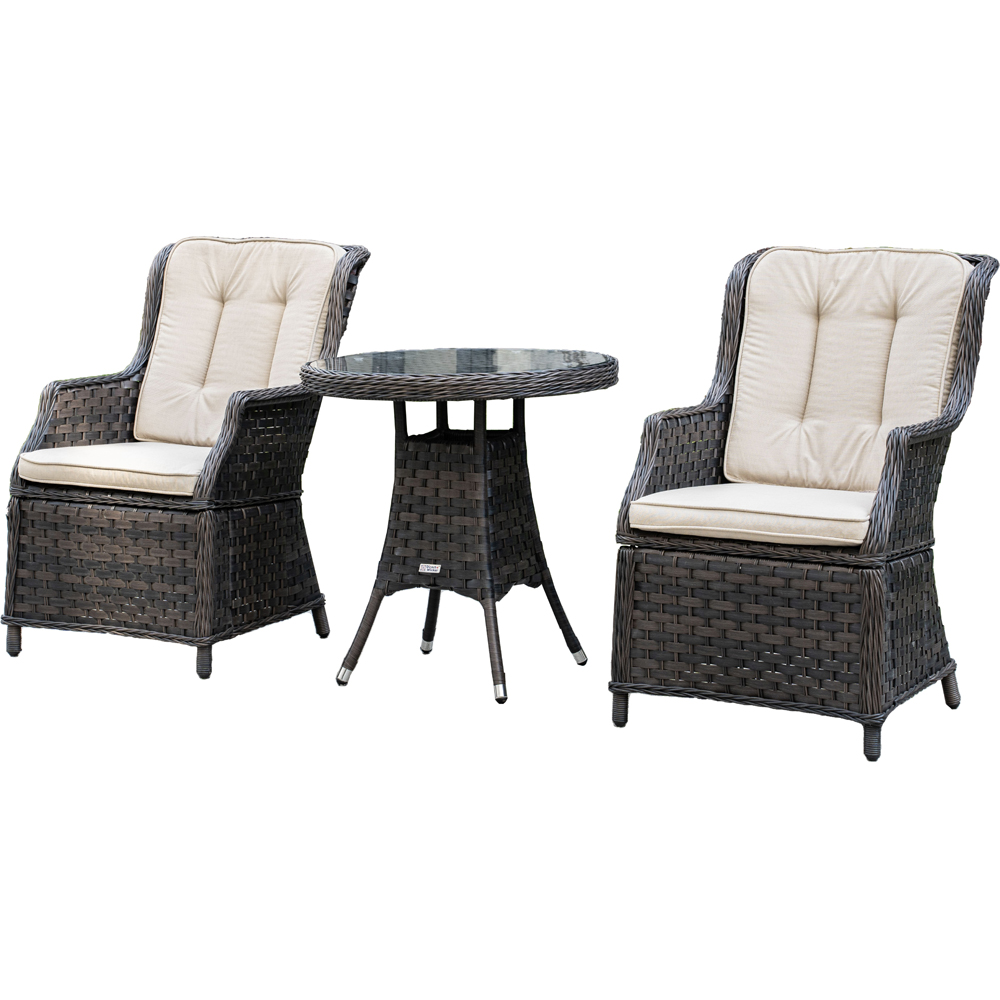 Direct Wicker 2 Seater Brown Rattan Glass Top Bistro Set Image 2