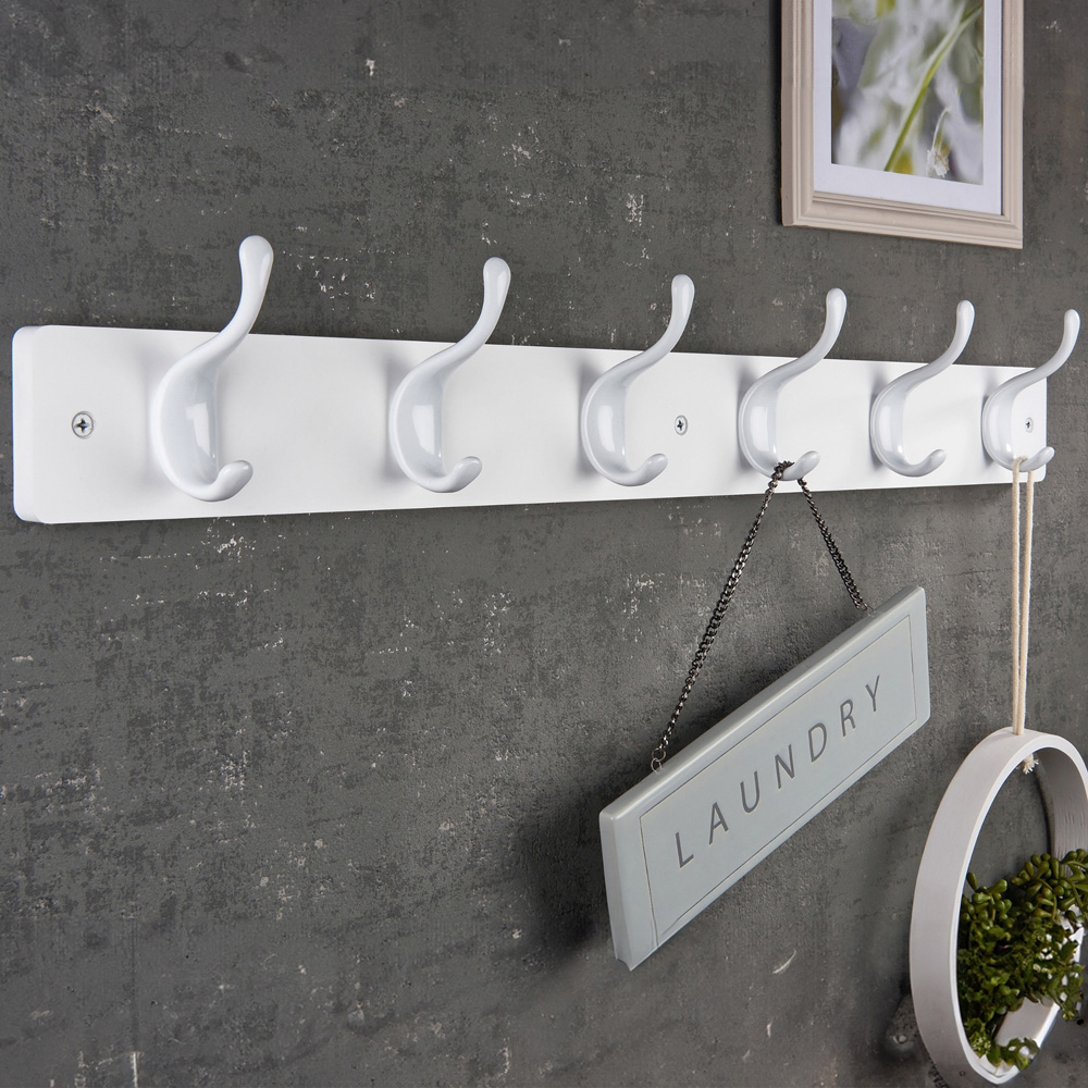 Headbourne White 6 Hook Coat Rail Image 2