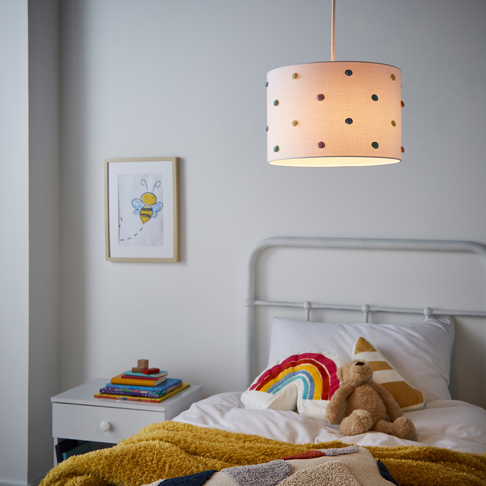 Glow Easyfit White Pom Pom Lamp Shade Image 2