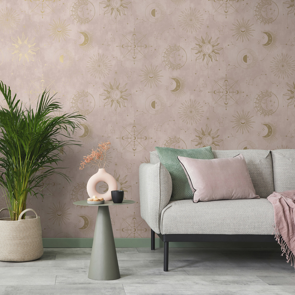 Holden Decor Cosmic Pink and Gold Wallpaper Image 3