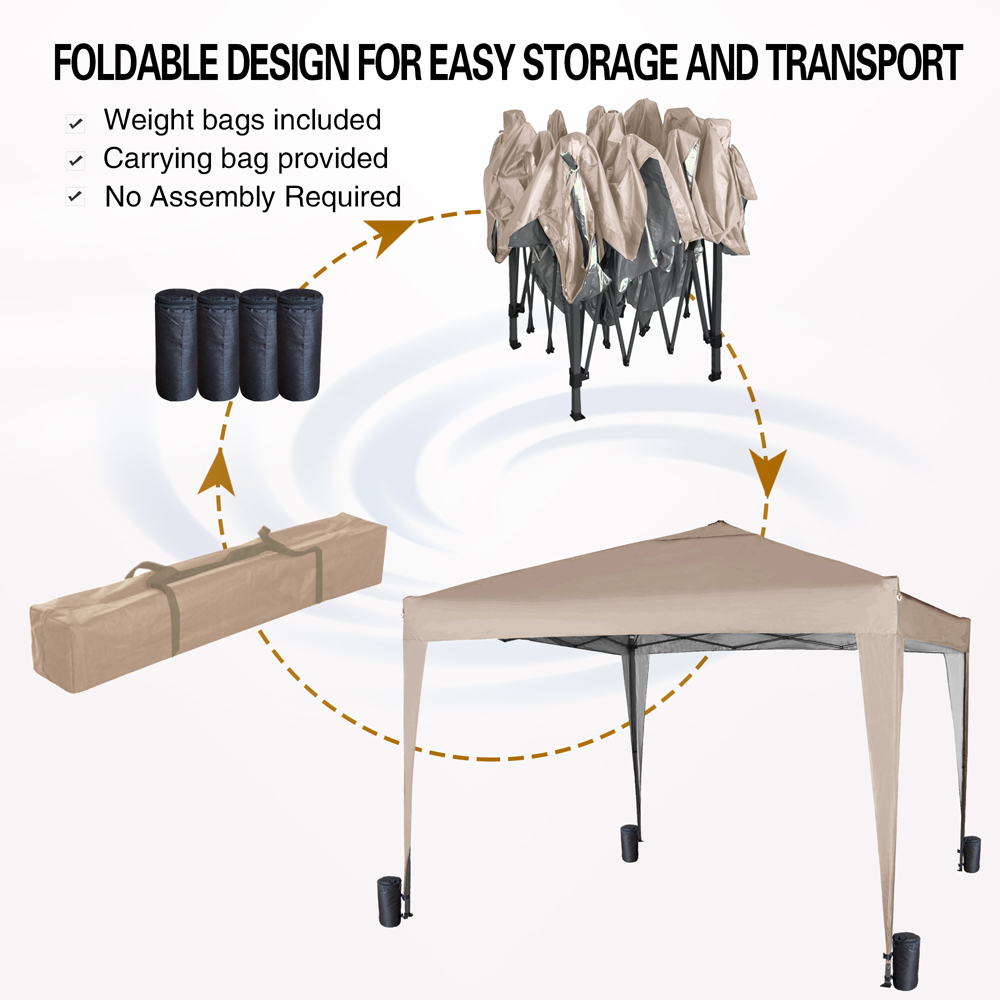 Beige Pop Up Outdoor Gazebo 2 x 2m Image 6