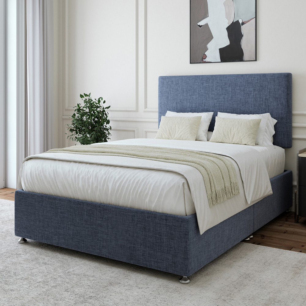 Bedmaster Single Midnight Linen Divan Base with Valencia Headboard Image 1