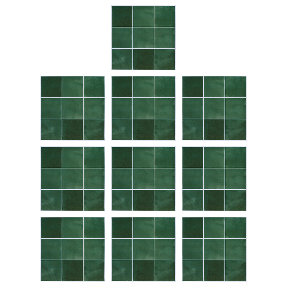 Living and Home 9 Grid Green Peel and Stick Wall Tile Sticker 10 Pack Image 3