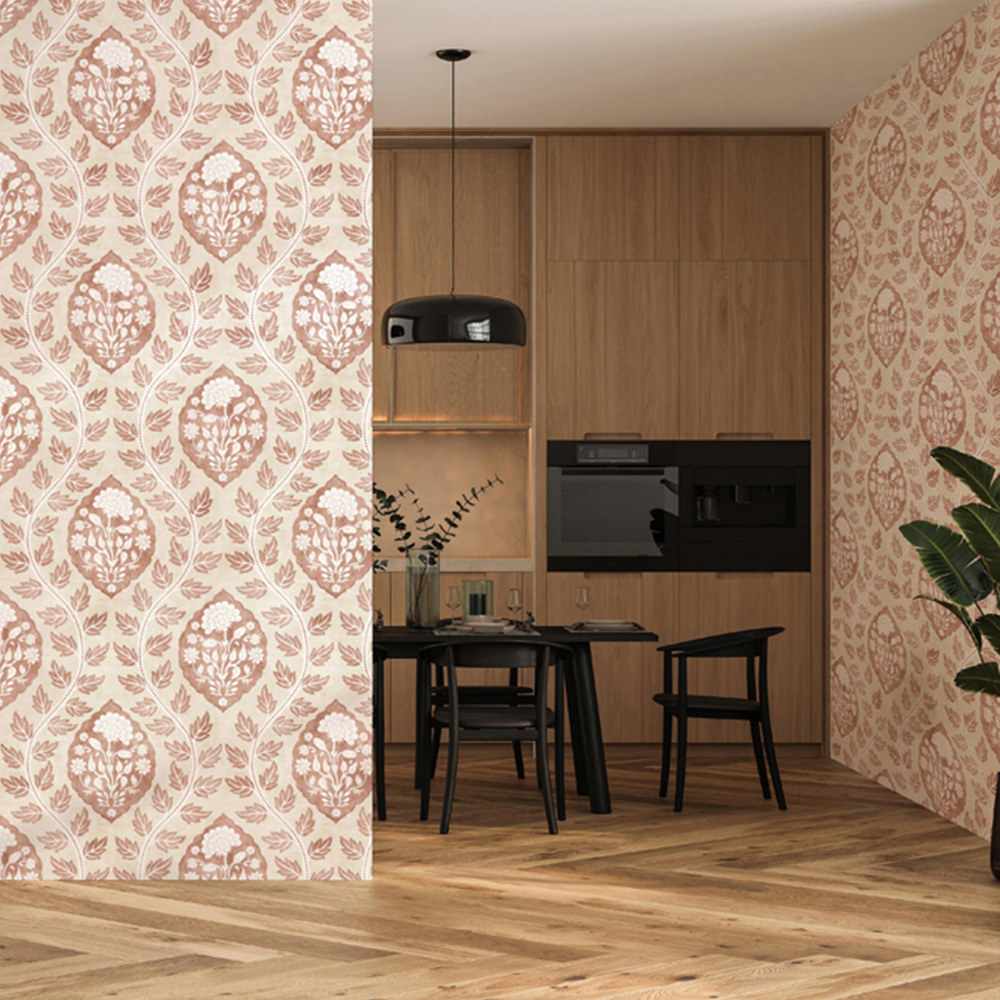 Esselle Home Floral Cartouche Warm Spice Wallpaper Image 4