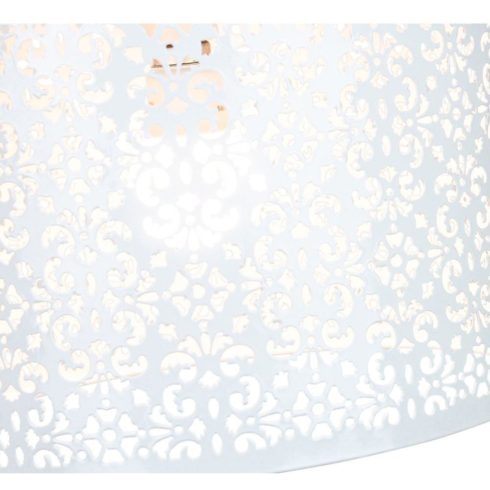 Happy Homewares Matt White Metal Marrakech Pendant Shade with Floral Decoration Image 3
