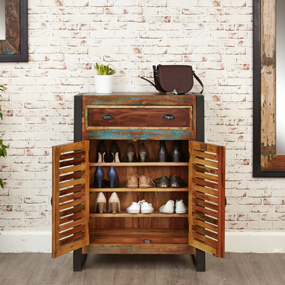 Baumhaus Urban Chic 2 Door Single Drawer Shoe Cabinet Image 6