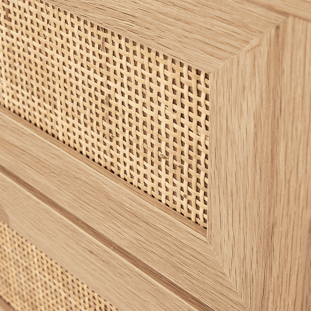 Home Source Astbury 4 Drawer Rattan Front Solid Wood Chest of Drawers Image 5