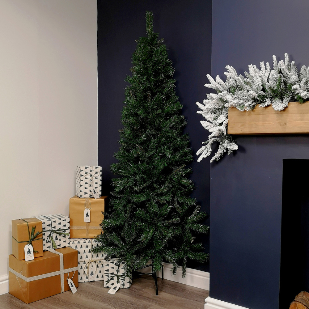 Samuel Alexander Green Corner and Half Wall Dual Purpose Artificial Christmas Tree 6.5ft Image 5