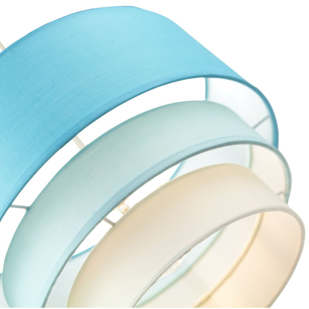 Happy Homewares 3 Tier Teal and Blue Cotton Round Pendant Shade Image 4