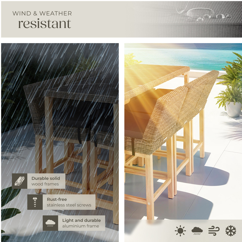 tectake Lovas Latina 6 Seater Poly Rattan Garden Bar Dining Table Nature Image 7