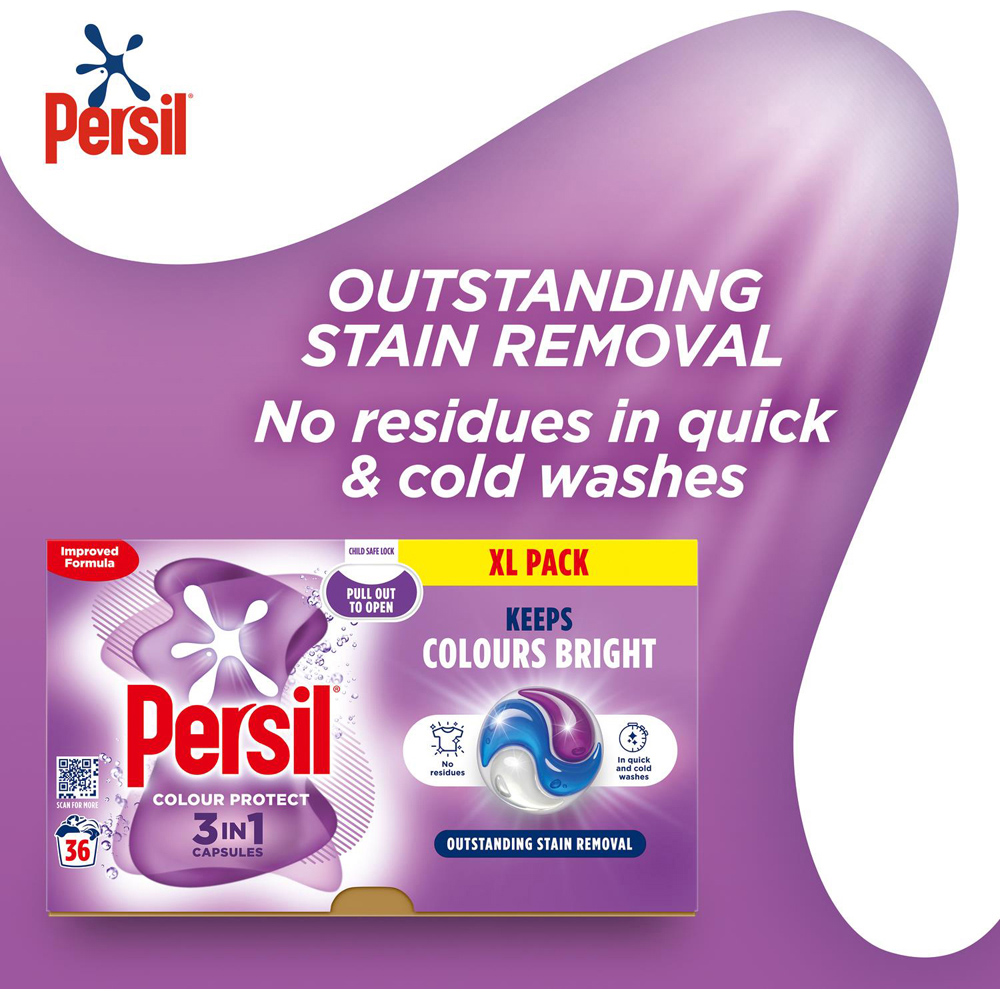 Persil Colour Protect 3 in 1 Washing Capsules XL 36 Washes 5 Pack Image 5