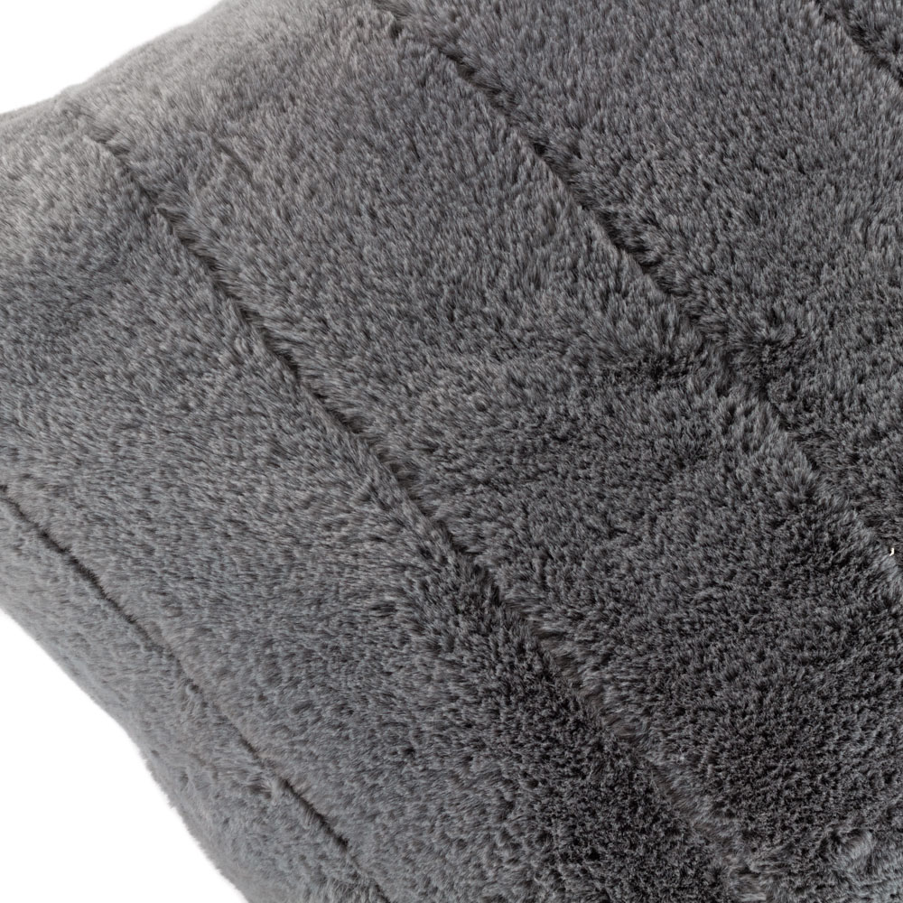 Paoletti Empress Charcoal Faux Fur Cushion Image 3