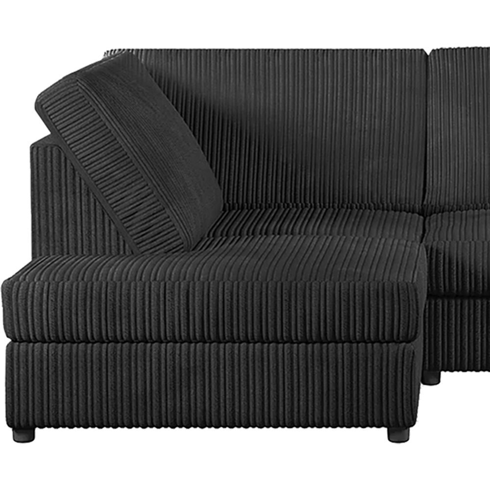 Luxor 4 Seater Black Jumbo Cord Full Back Left Hand L Shape Corner Sofa Image 3