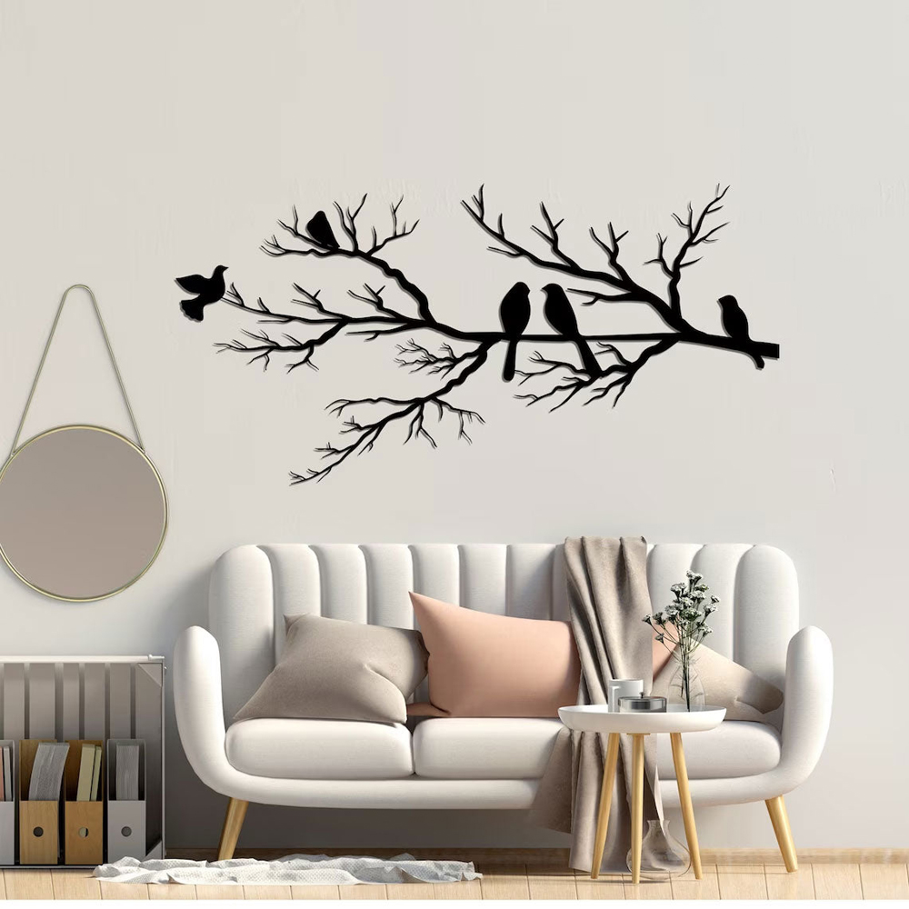 Decortie Birds on Branch Metal Line Art Wall Decor Image 2