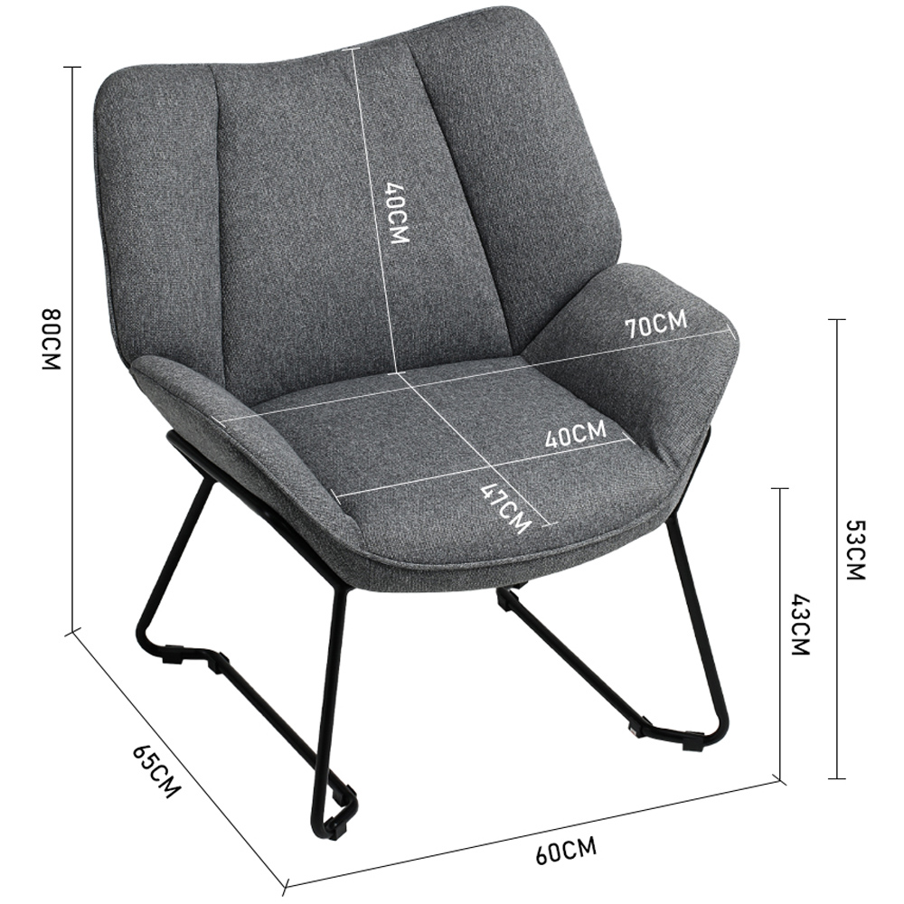 Living and Home Grey Minimalist Linen Armchair Image 8