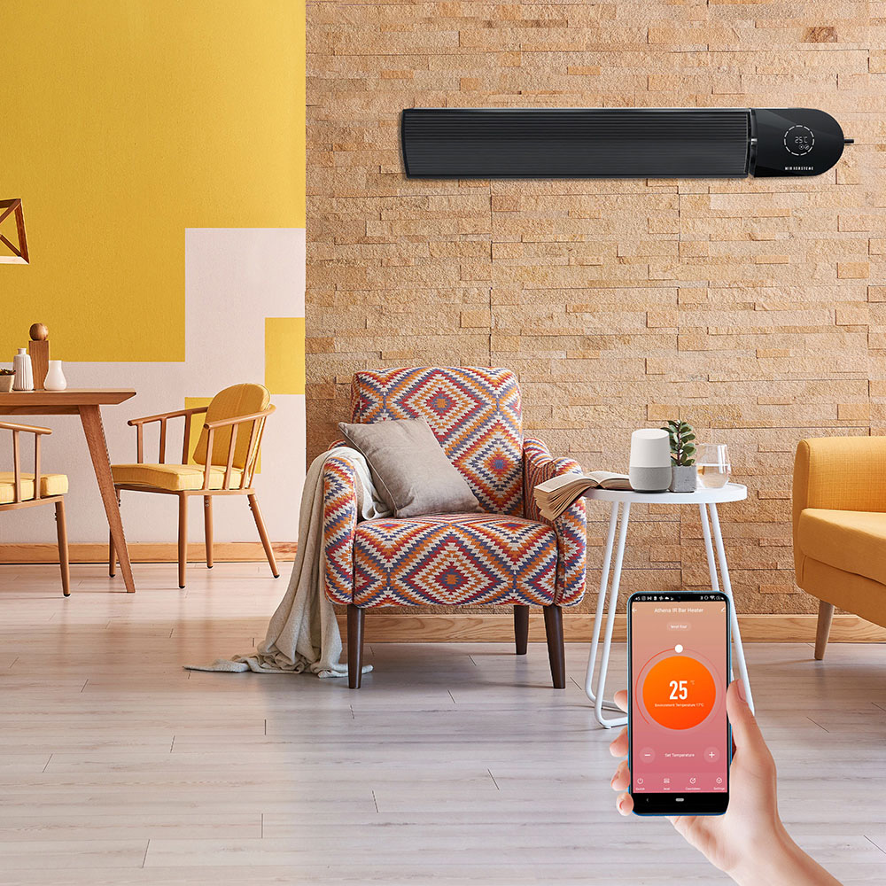 Mirrorstone Ionis Black WiFi Remote Controllable Infrared Bar Heater 1200W Image 2