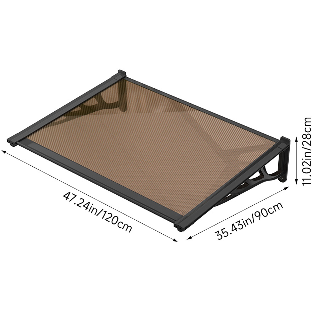 Living and Home Dark Brown Flat Door Window Awning Canopy 1.2 x 0.9m Image 9
