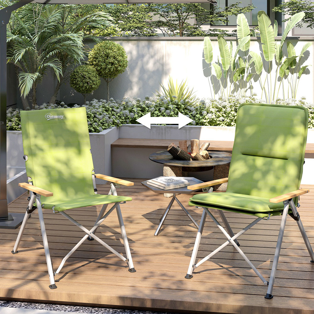 Outsunny Green Padded Foldable High Back Reclining Camping Chair with Bag Image 4