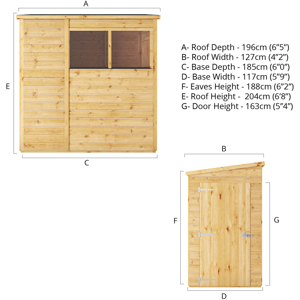 Mercia Woodsman 6 x 4ft Shiplap Pent Shed Image 9