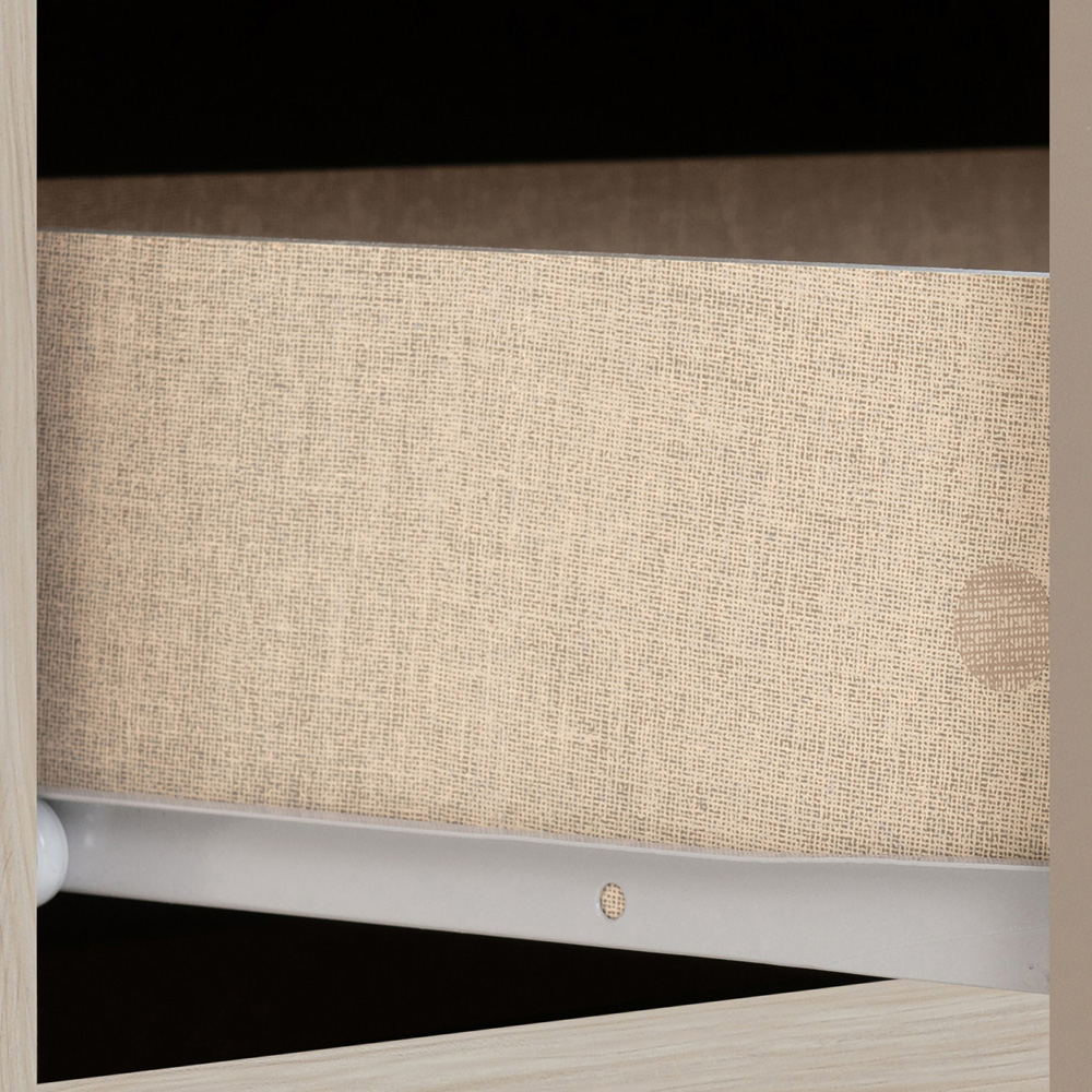 Seconique Nevada 3 Door 2 Drawer Oyster Gloss and Light Oak Veneer Mirror Wardrobe Image 6