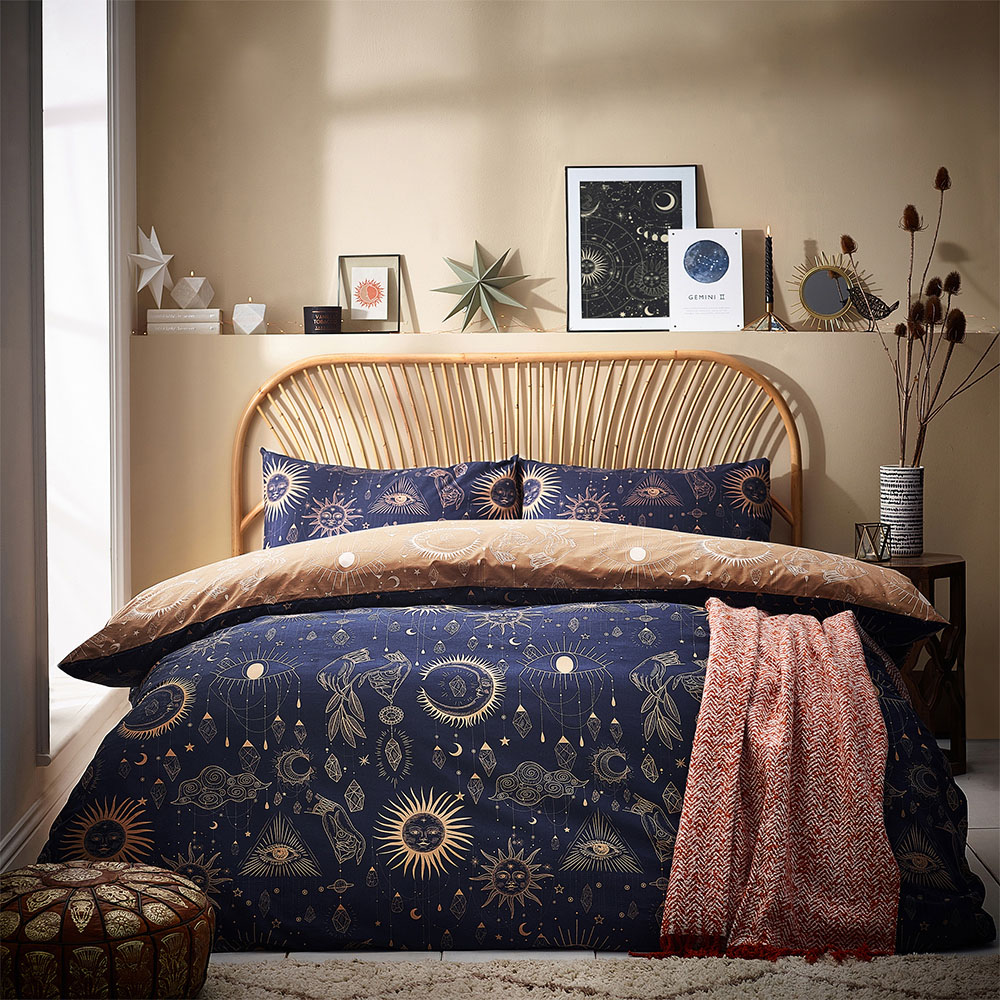 furn. Constellation Celestial Double Gold and Navy Duvet Set Image 4