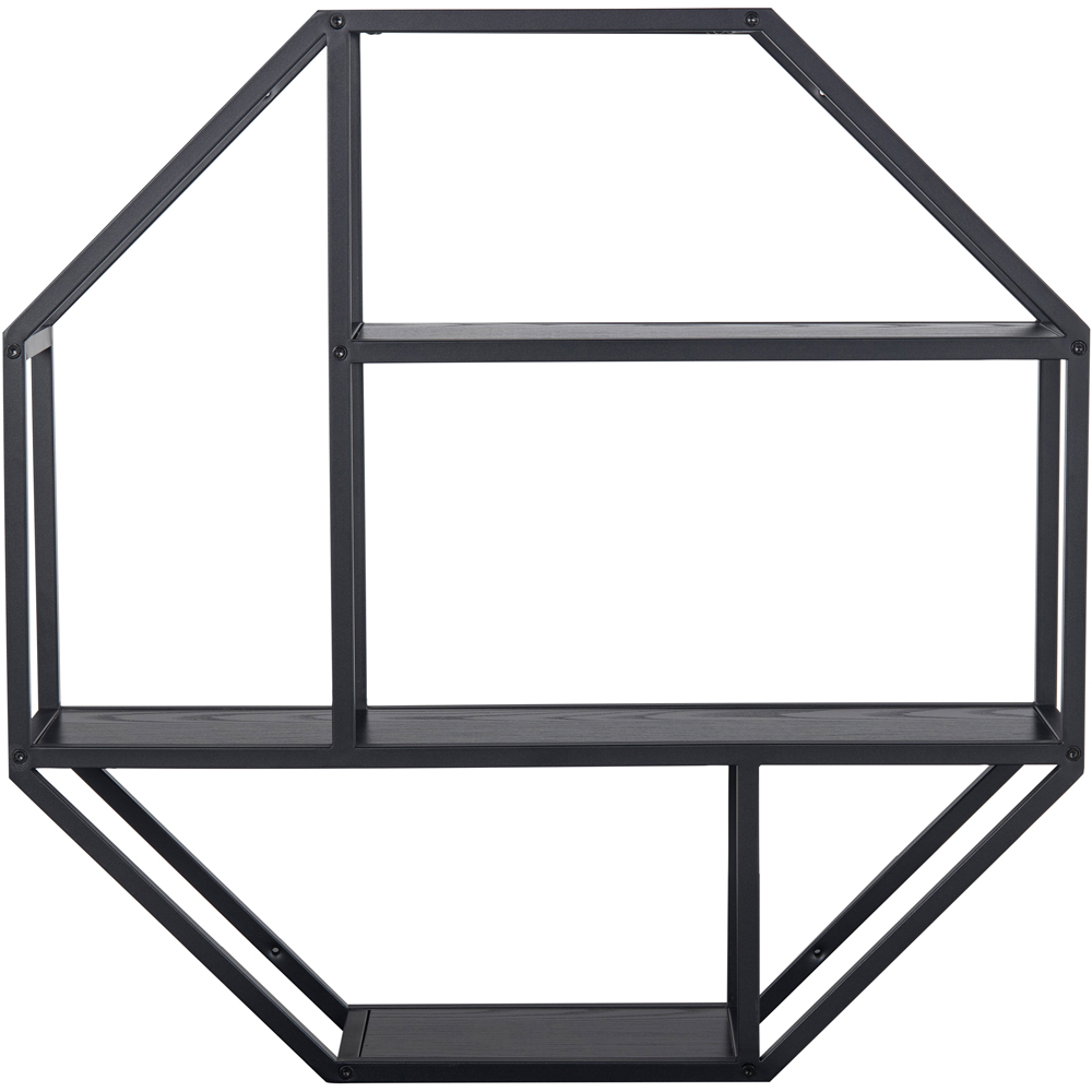 Florence Seaford 3 Shelf Black Octagonal Metal Wall Shelf Image 3