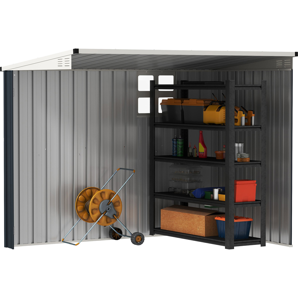 Outsunny 7.6 x 4ft Dark Grey Garden Storage Shed with Window Image 4