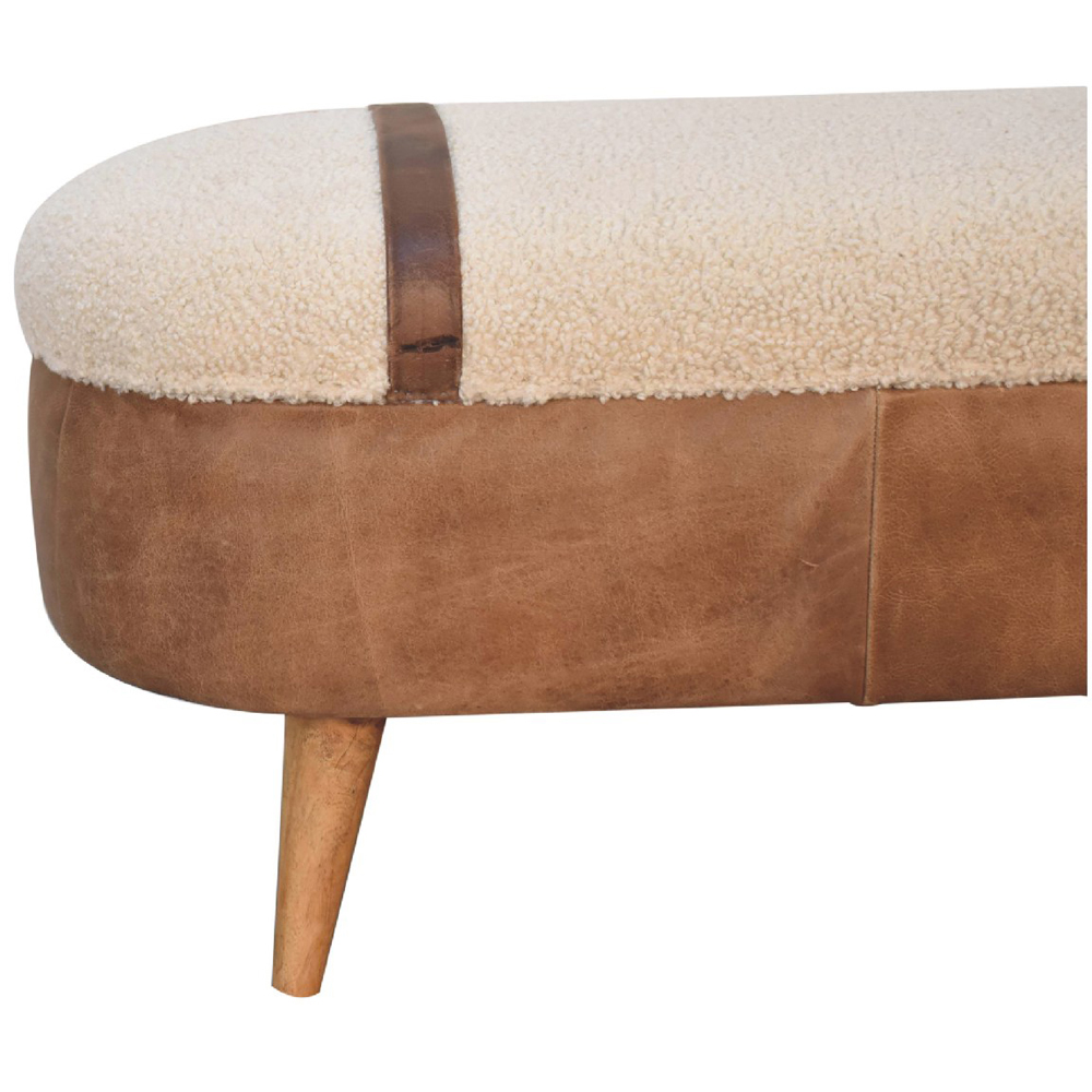 Artisan Furniture Tan Buffalo Boucle Upholstered Solid Wood Nordic Bench with Storage Box Image 5