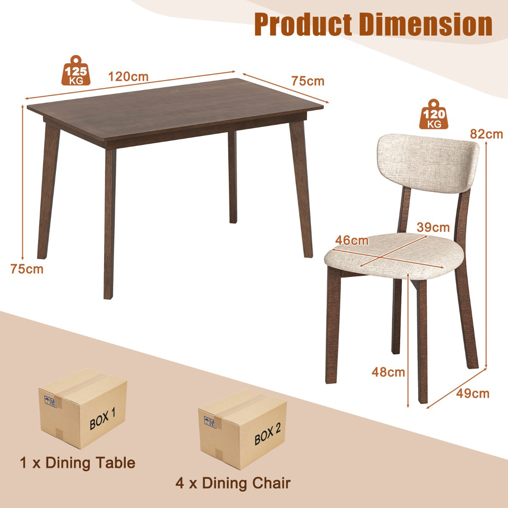Costway 4 Seater Dining Table Set Brown Image 9