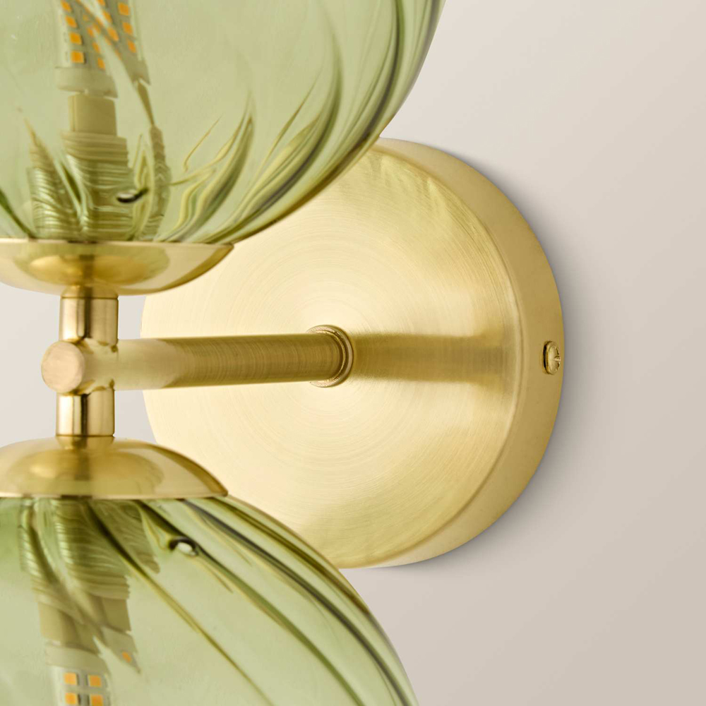 ValueLights Sydney Brushed Gold 2-Way Glass Globe Wall Light with Bulb Image 4