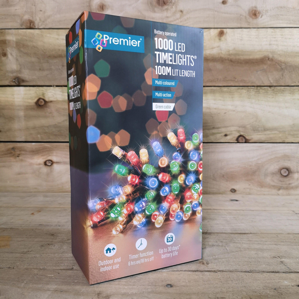 Premier TimeLights 1000 Multicolour LED Multi-Function Green Cable String Light 100m Image 8