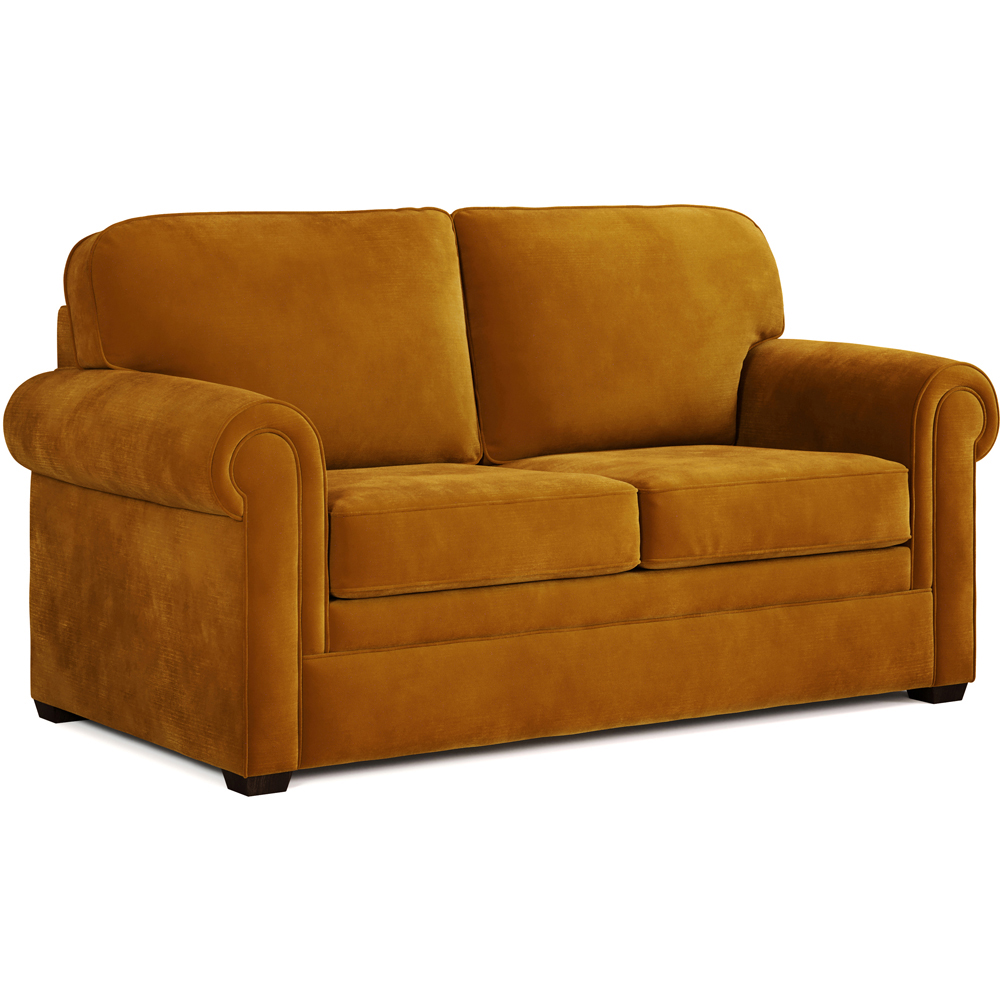 Jay-Be Heritage 2 Seater Luxe Velvet Saffron Sofa Bed with e-Pocket Mattress Image 2