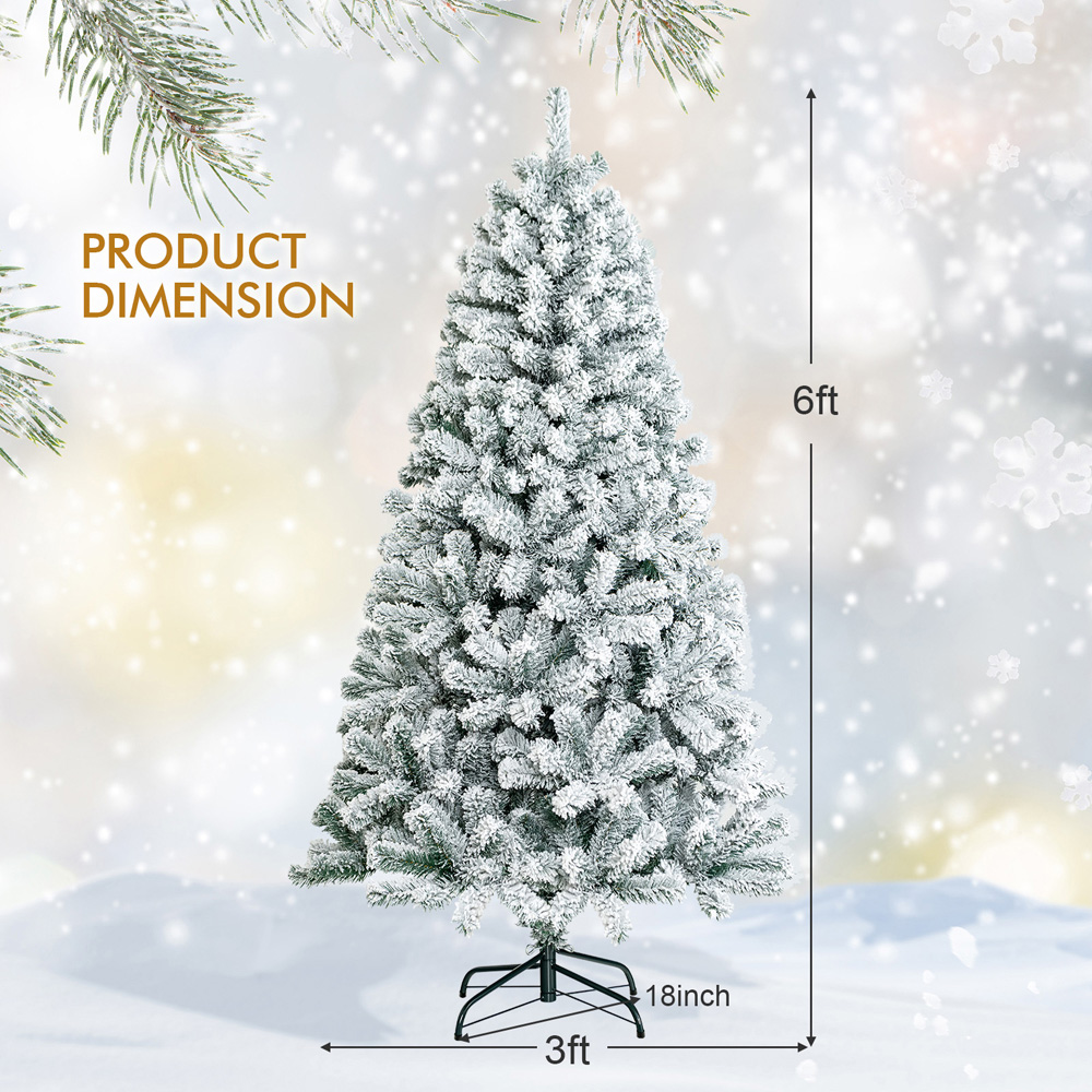 Costway Snow Flocked Artificial Christmas Tree 6ft Image 9