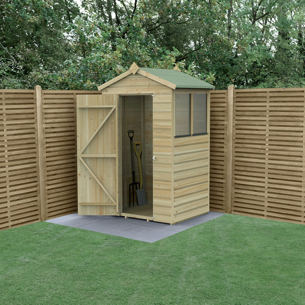 Forest Garden Beckwood 4 x 3ft Single Door 2 Windows Shiplap Apex Shed Image 2