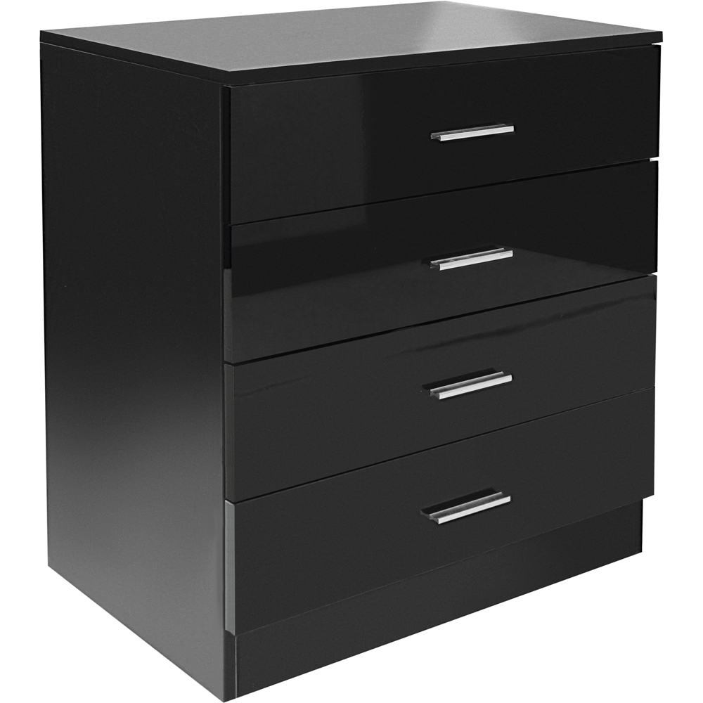 Brooklyn 4 Drawer Black High Gloss Chest of Drawers Image 2