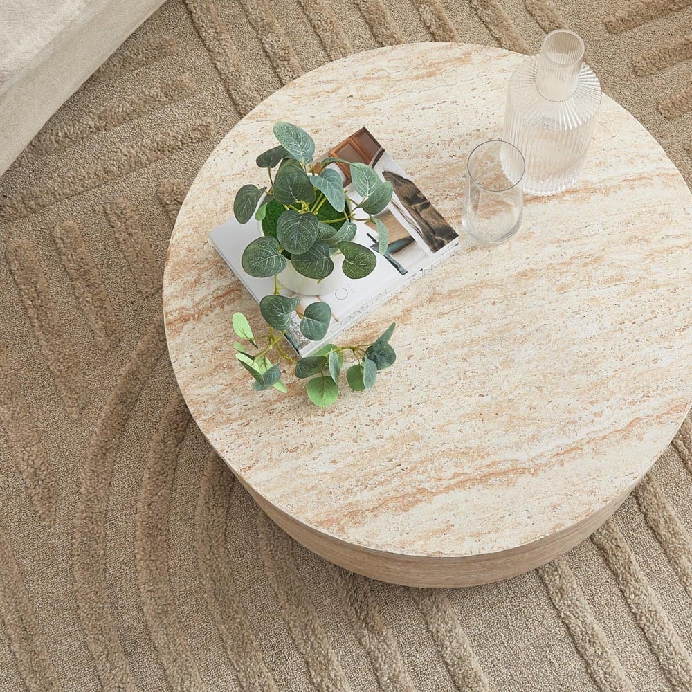 Desser Pisa Travertine Effect Round Coffee Table Image 4