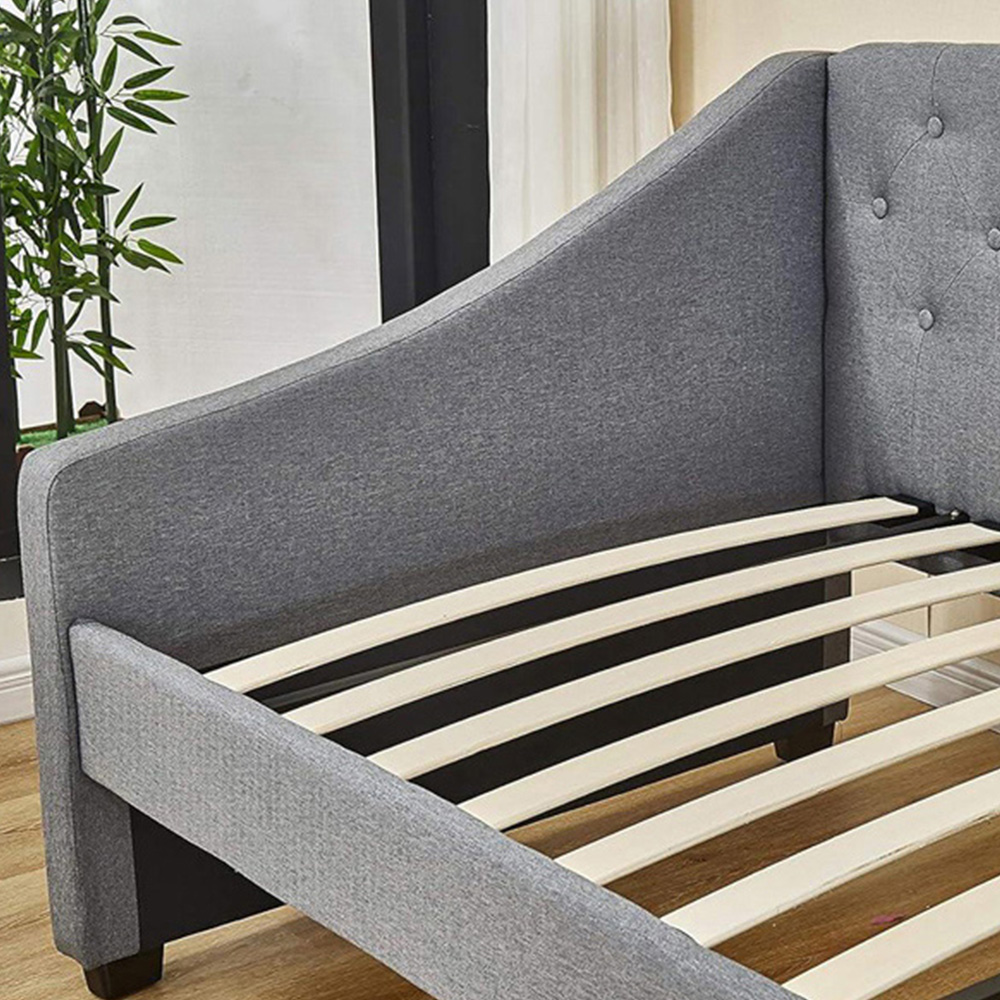 Portland Single Grey Fabric Tufted Day Bed with Trundle Image 3