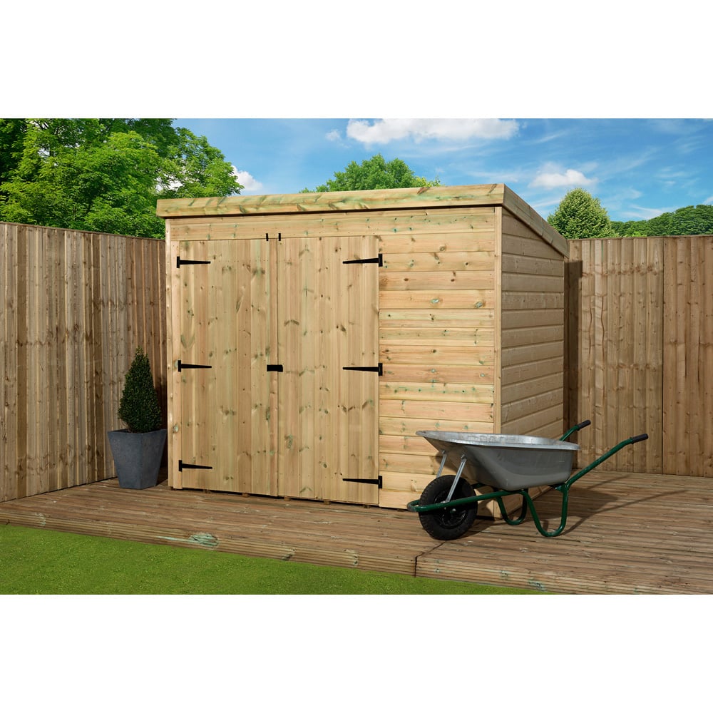 Empire Sheds 4000 7 x 4ft Double Door Tongue and Groove Wooden Pent Garden Shed Image 2