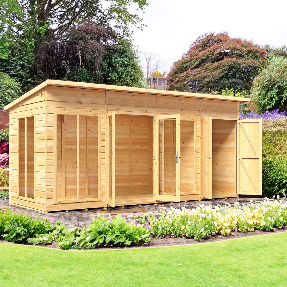 Shire Lela 16 x 6ft Double Door Summerhouse with Storage Image 6