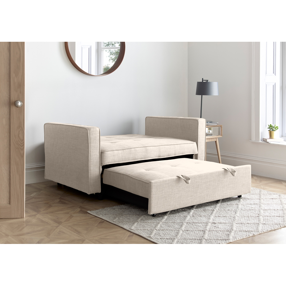 Bedmaster Troy 2 Seater Natural Linen Foldable Sofa Bed Image 4