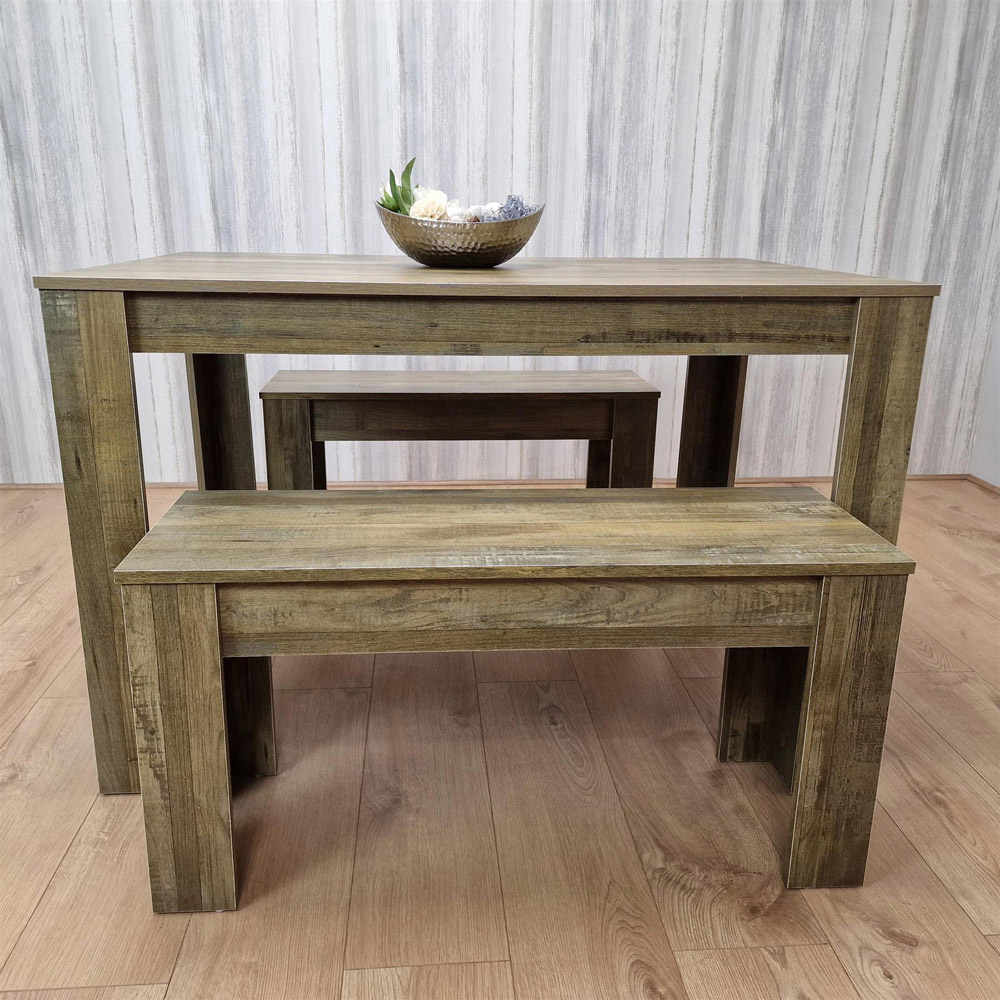 Portland 4 Seater Rustic Effect Dining Set Image 3