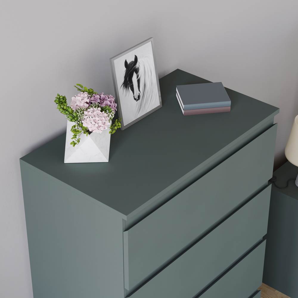 Vida Designs Denver Jasper Green 5 Drawer Bedside Table Image 5