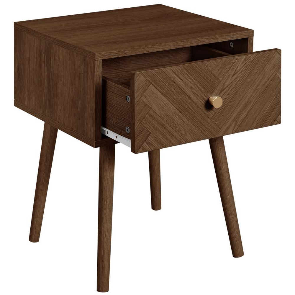 Birlea Herringford Single Drawer Walnut Bedside Table 2 Pack Image 4
