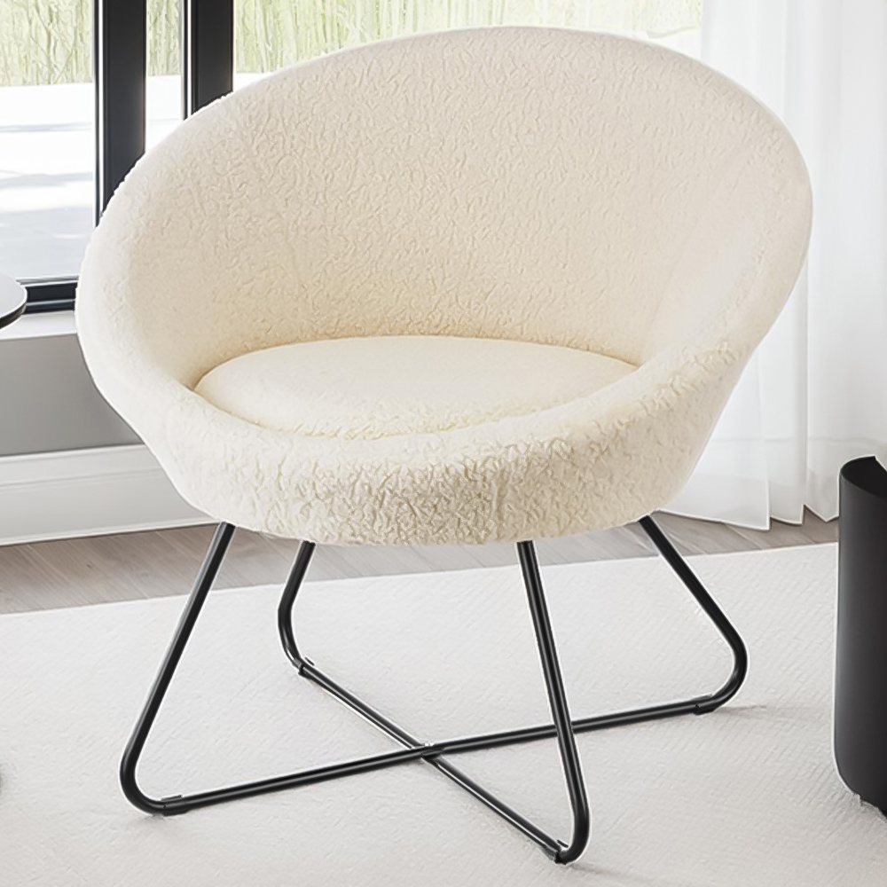 tectake Centera Off White Boucle Accent Chair Image 1