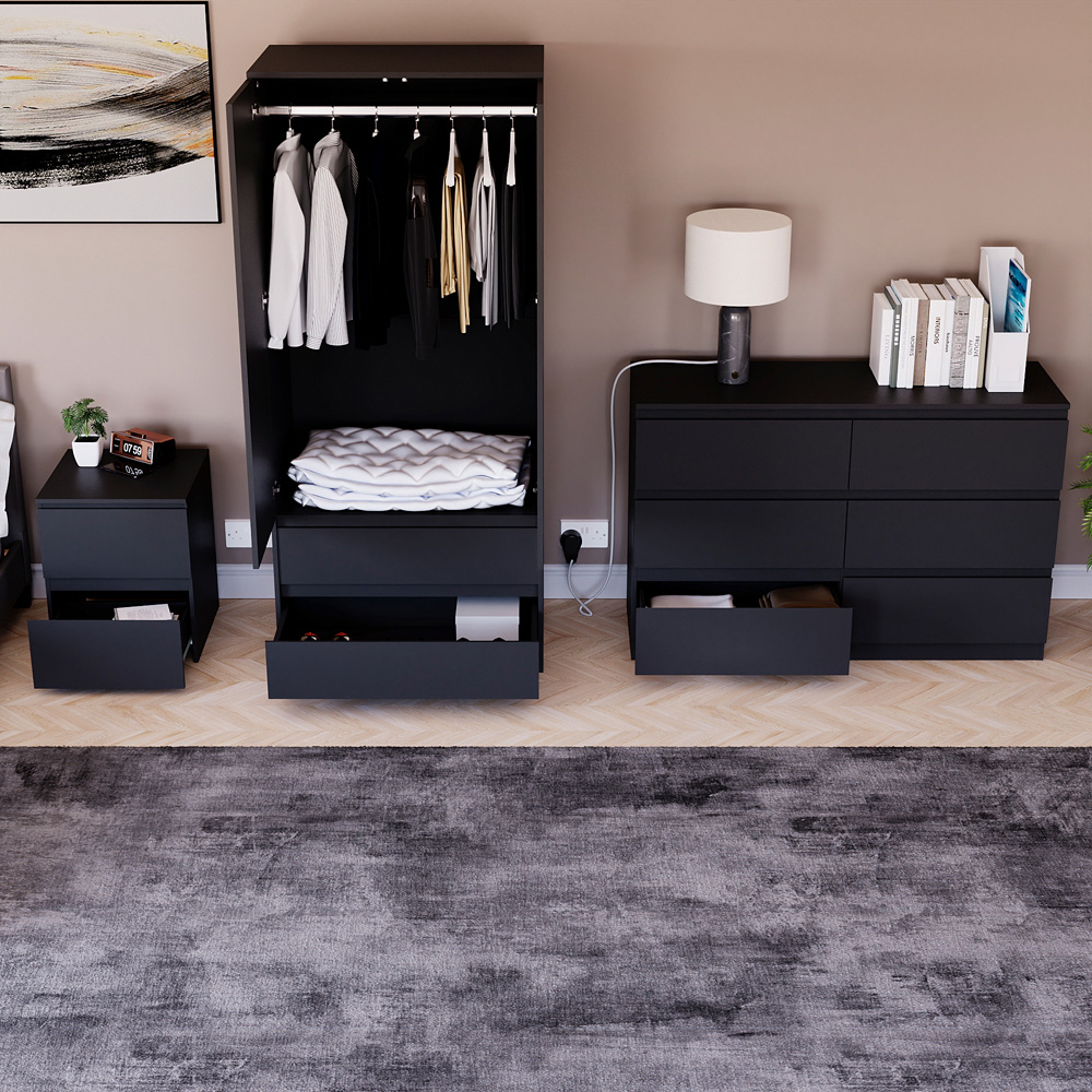 Vida Designs Denver Black 3 Piece Bedroom Furniture Set Image 4