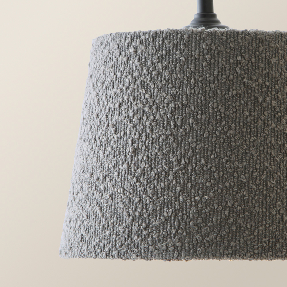 ValueLights Rory Tapered Grey Boucle Lamp Shade 3 Drop Ceiling Pendant Light with LED Bulbs Image 3