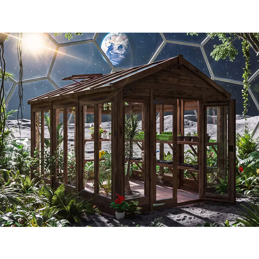 Dunster House Growzilla Brown Wooden 8 x 12ft Greenhouse Image 3