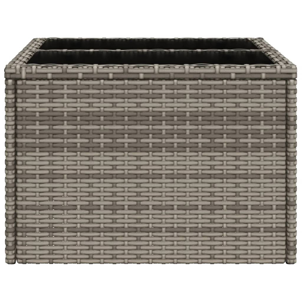 Walplus Grey Poly Rattan Glass Top Garden Coffee Table Image 4
