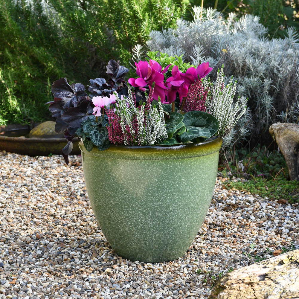 Garden Gear Sage Green Bell Glazed Planter 39.5cm Image 2